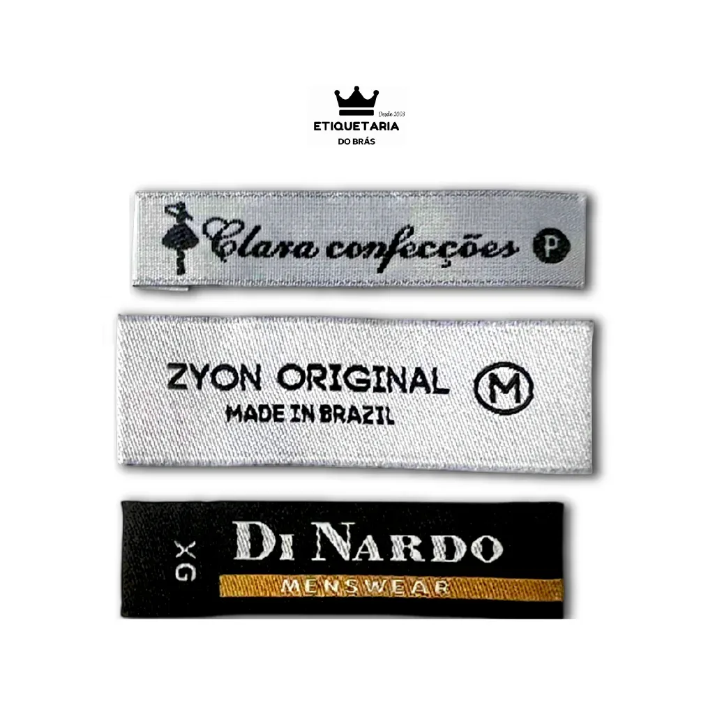 Etiqueta Palito Bordada (Tecida) Personalizada para Marca 12 × 55 mm