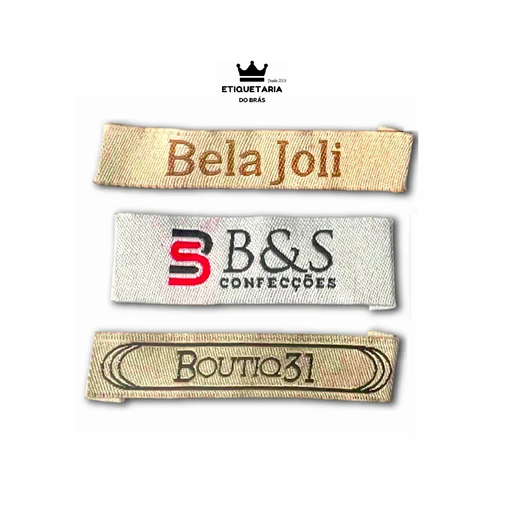 Etiqueta Palito Bordada (Tecida) Personalizada para Marca 12 × 55 mm