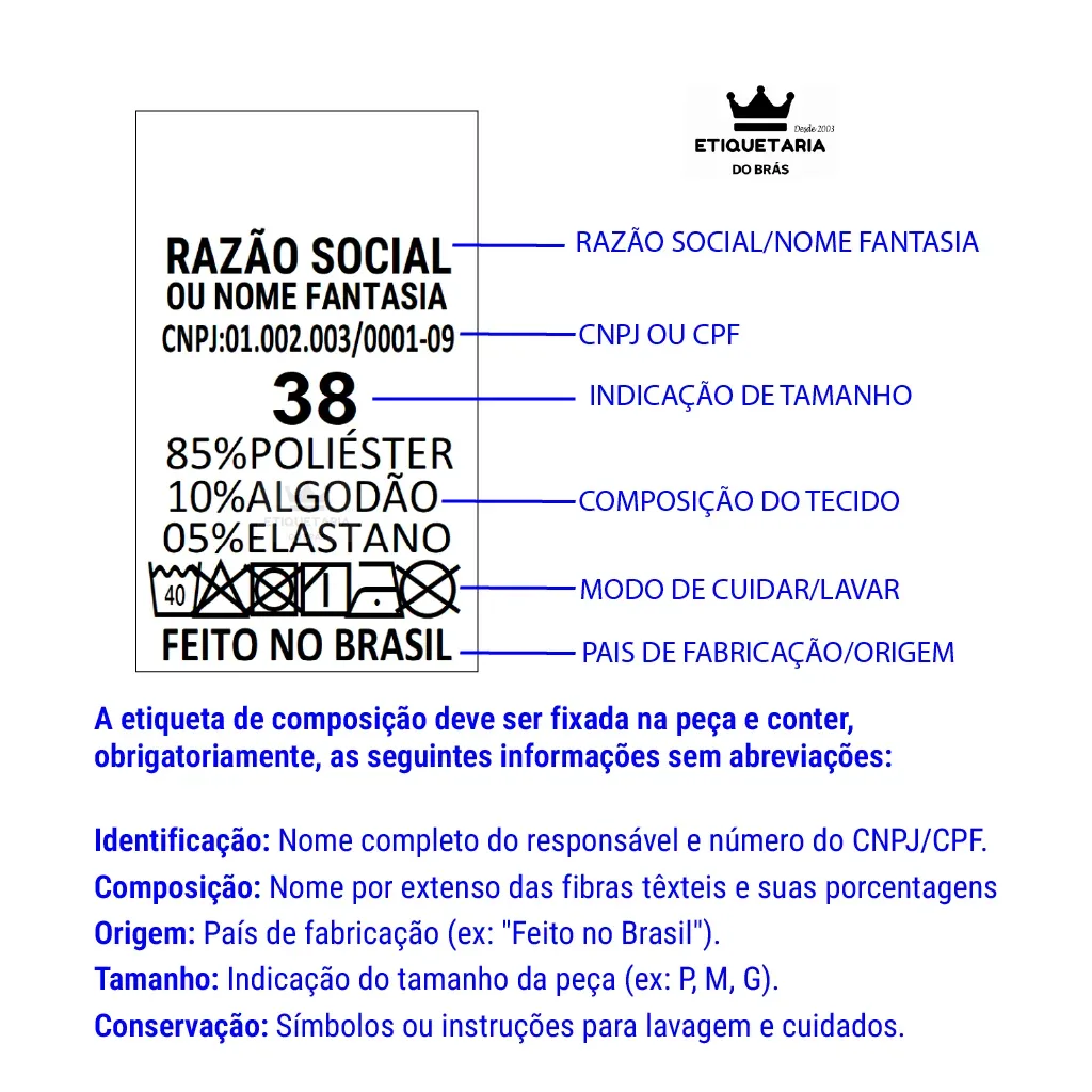 Etiq. de Composição em NYLON 25X55mm