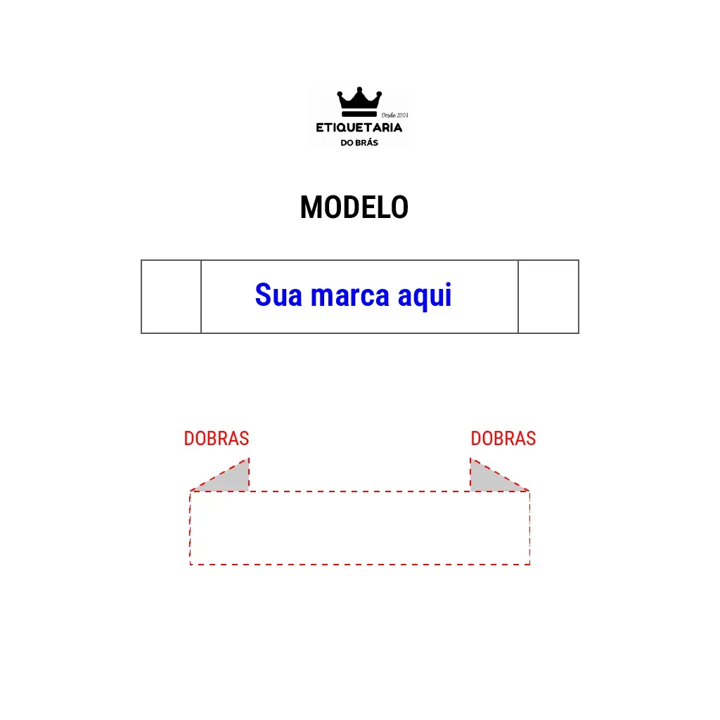 Etiqueta Palito Bordada (Tecida) Personalizada para Marca 12 × 55 mm